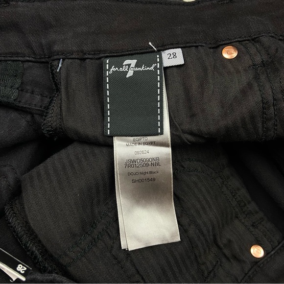 7 For All Mankind Dojo Flare Leg Trouser Mid Rise Stretch Jeans 28 Night Black - Picture 11 of 13